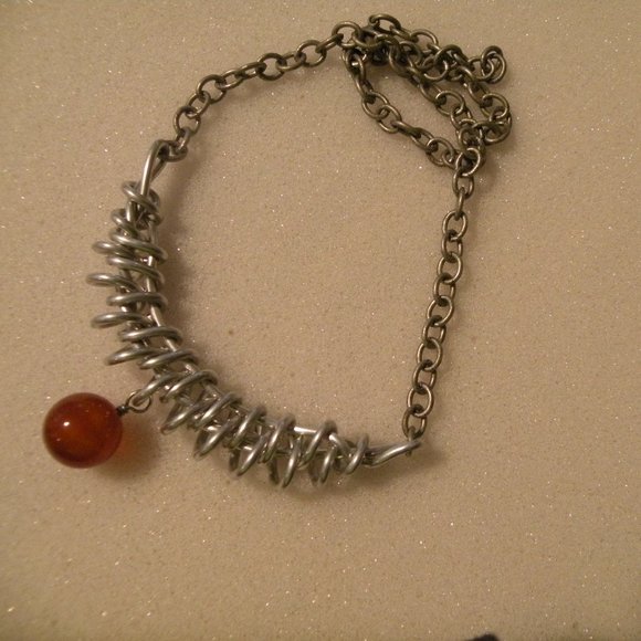 One of a kind necklace with round marble/ stone - Picture 4 of 7
